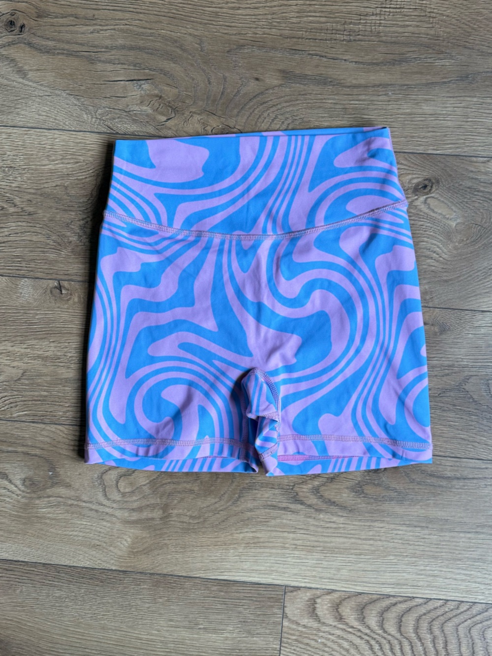 Blue & Lavender Swirl Biker Shorts